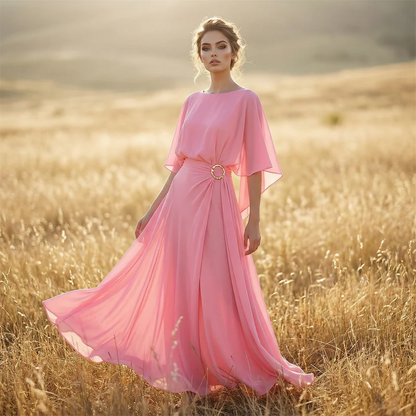 Iria - Elegant set with cape sleeves and fluid trousers