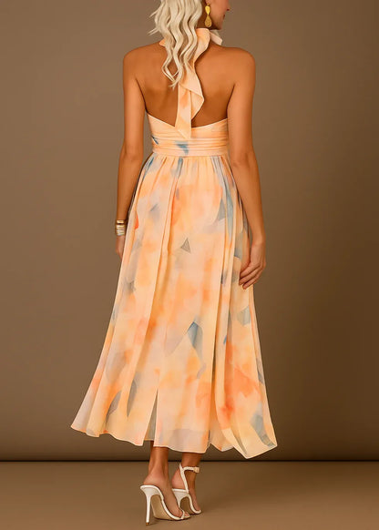Nora - Long Watercolor Print Dress