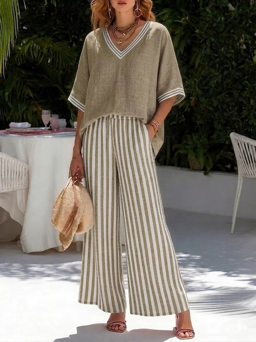 Amalia | Conjunto de Rayas Elegante y Casual