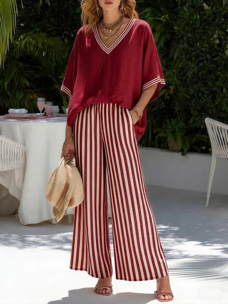 Amalia - Conjunto de rayas elegante y casual