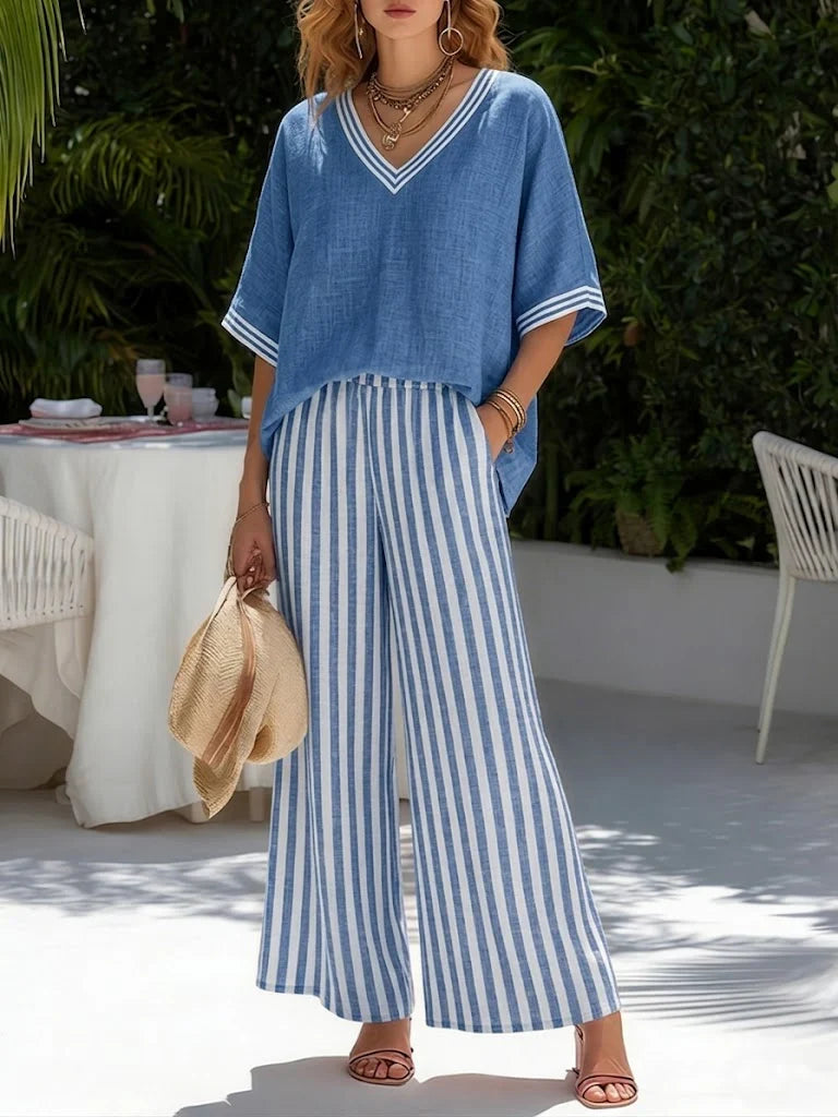 Amalia | Conjunto de Rayas Elegante y Casual