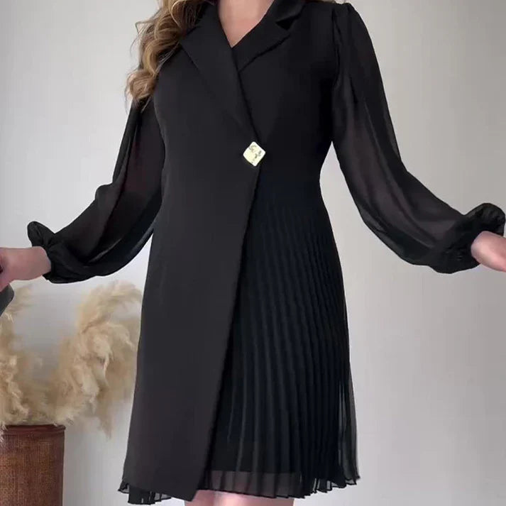 Jimena - Vestido con solapas y diseño plisado
