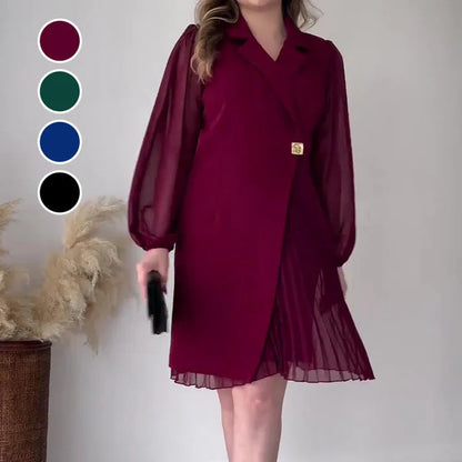 Jimena - Vestido con solapas y diseño plisado