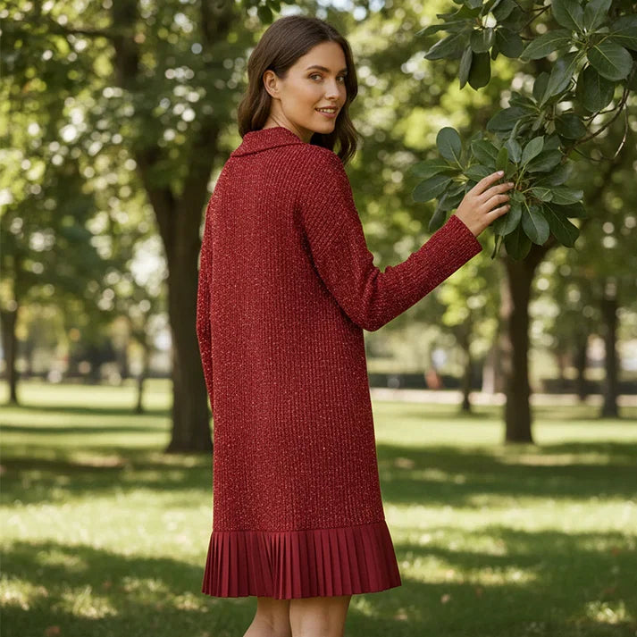 Elvira - Short dress with lapel and subtle shimmer