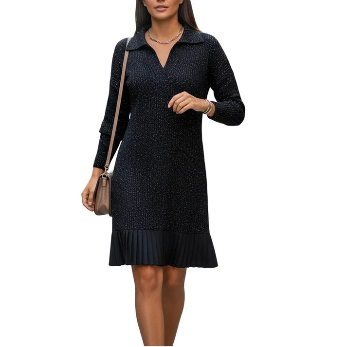 Elvira - Short dress with lapel and subtle shimmer