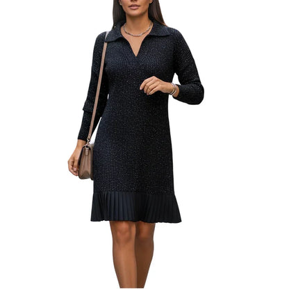 Elvira - Short dress with lapel and subtle shimmer