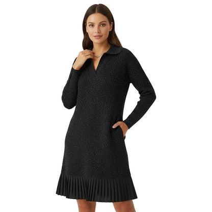Elvira - Short dress with lapel and subtle shimmer