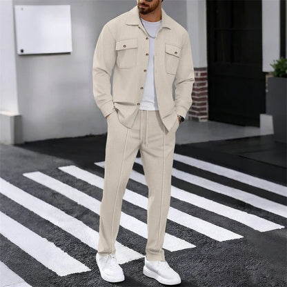 Iván – Conjunto de chaqueta abotonada y pantalón waffle