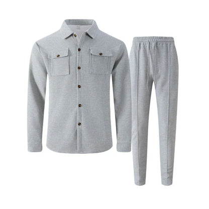 Iván – Conjunto de chaqueta abotonada y pantalón waffle