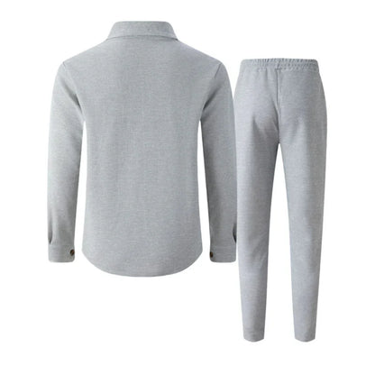 Iván – Conjunto de chaqueta abotonada y pantalón waffle