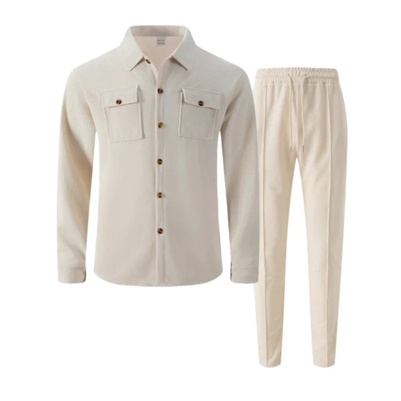 Iván – Conjunto de chaqueta abotonada y pantalón waffle