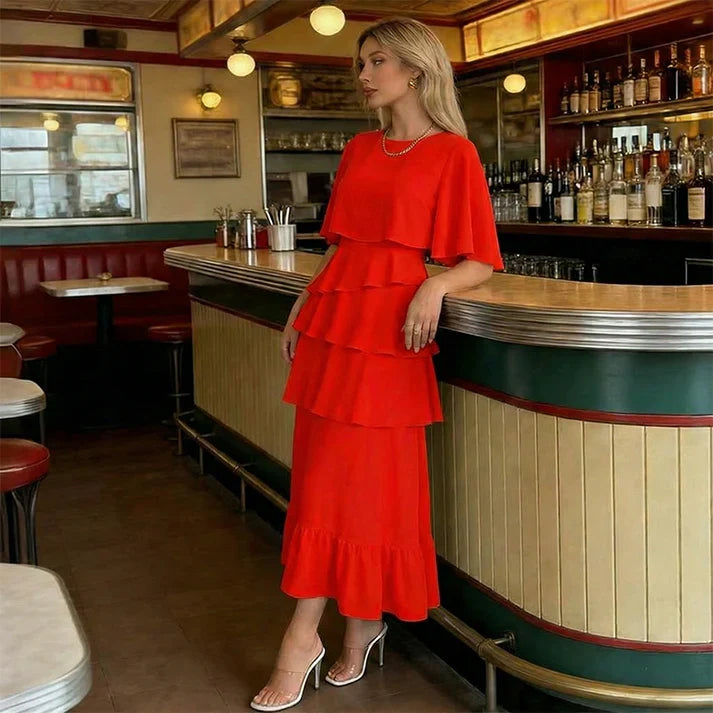 Rachel - Elegant dress with layered ruffle sleeves