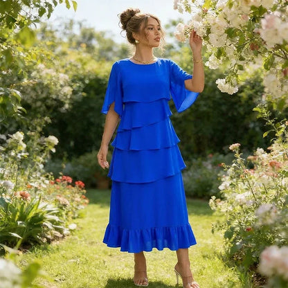 Rachel - Elegant dress with layered ruffle sleeves