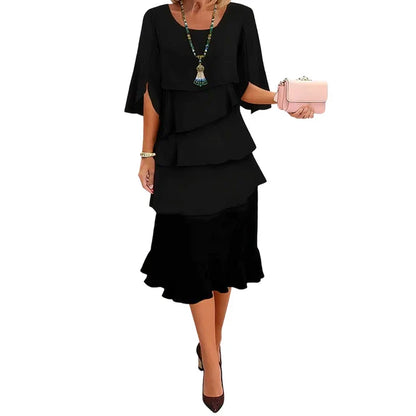Rachel - Elegant dress with layered ruffle sleeves