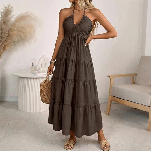 Julia - Halter Neck Backless Maxi Dress