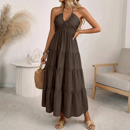 Julia - Halter Neck Backless Maxi Dress