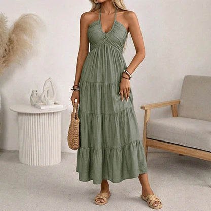 Julia - Halter Neck Backless Maxi Dress