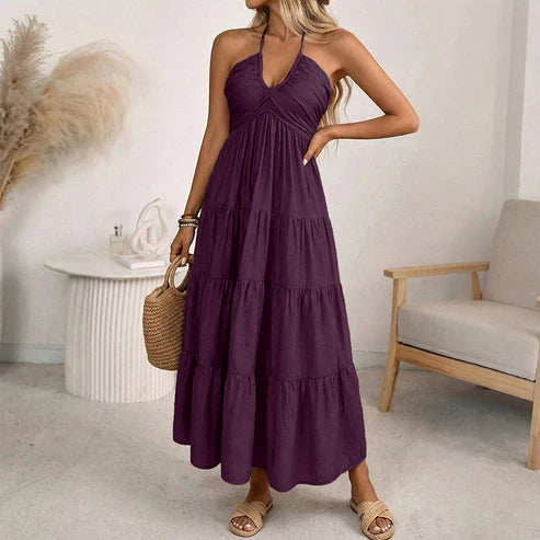 Julia - Halter Neck Backless Maxi Dress