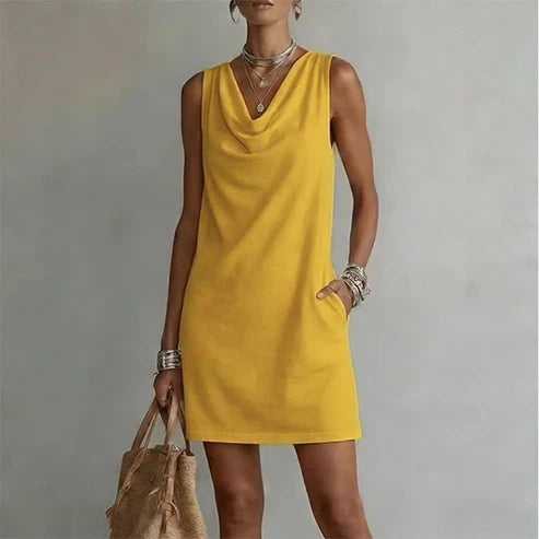 Noa - Elegant dress with a draped neckline