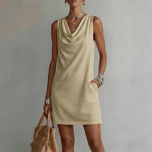 Noa - Elegant dress with a draped neckline