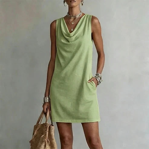 Noa - Elegant dress with a draped neckline