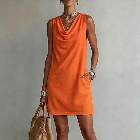 Noa - Elegant dress with a draped neckline