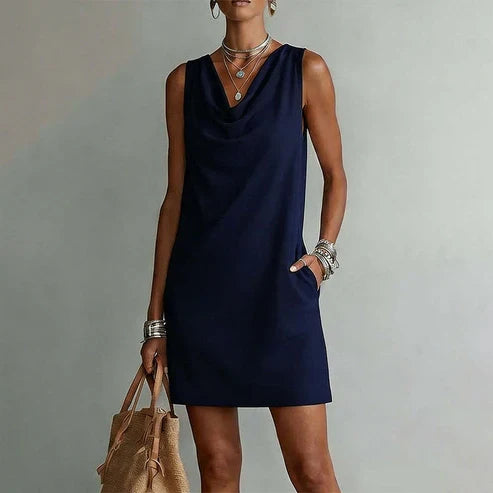 Noa - Elegant dress with a draped neckline