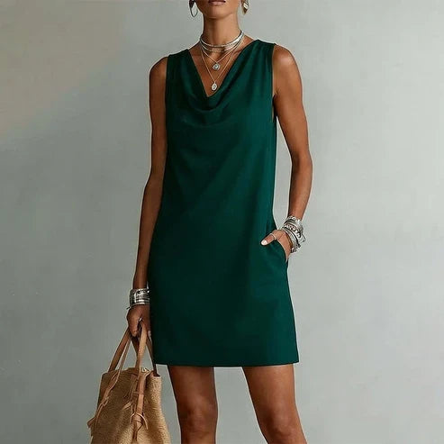 Noa - Elegant dress with a draped neckline