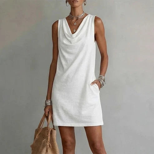 Noa - Elegant dress with a draped neckline