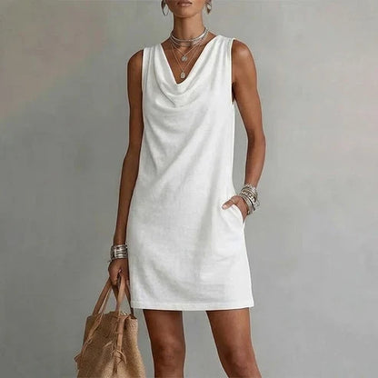 Noa - Elegant dress with a draped neckline