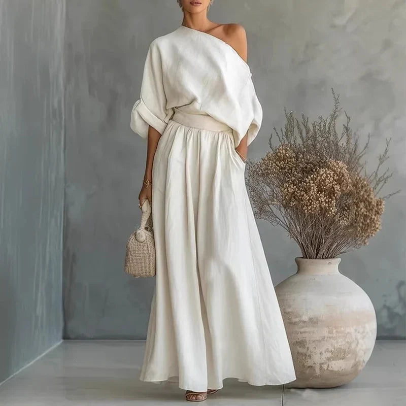 Alba - Strapless top and wide-leg trousers set
