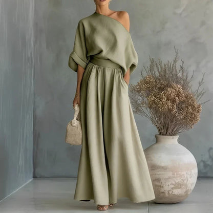 Alba - Strapless top and wide-leg trousers set