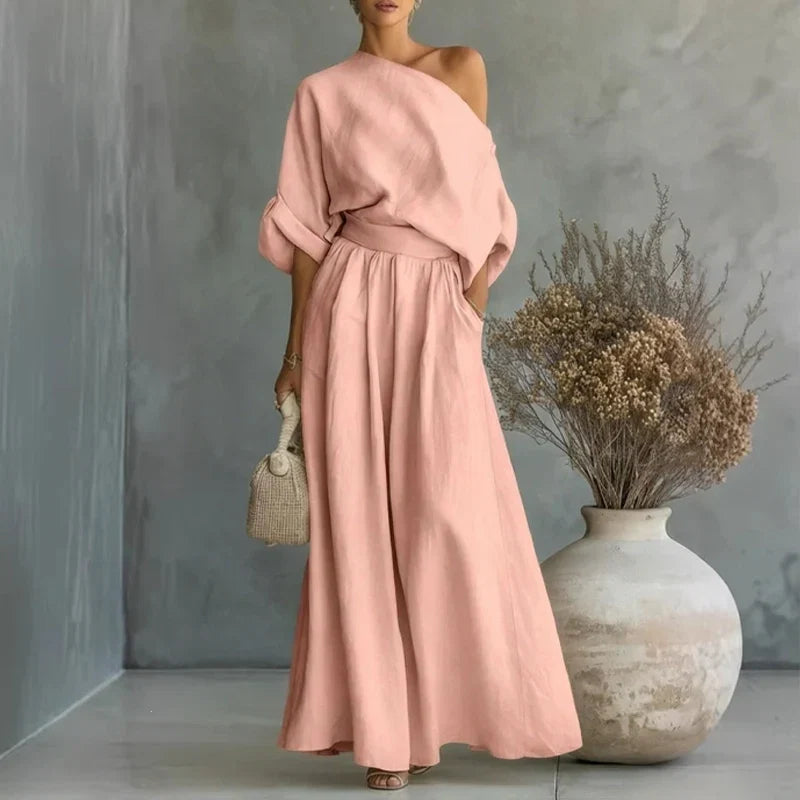 Alba - Strapless top and wide-leg trousers set