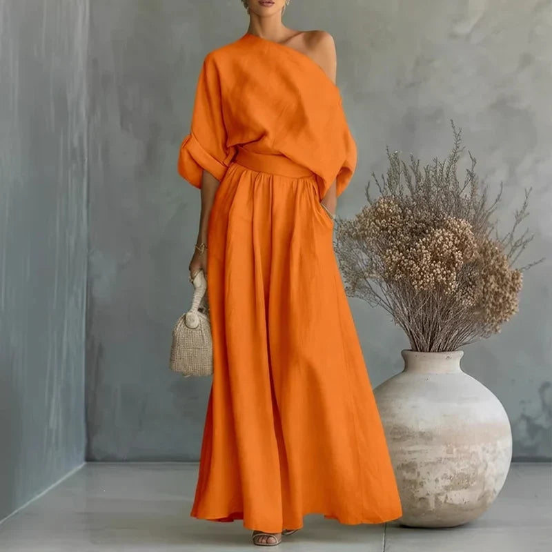 Alba - Strapless top and wide-leg trousers set